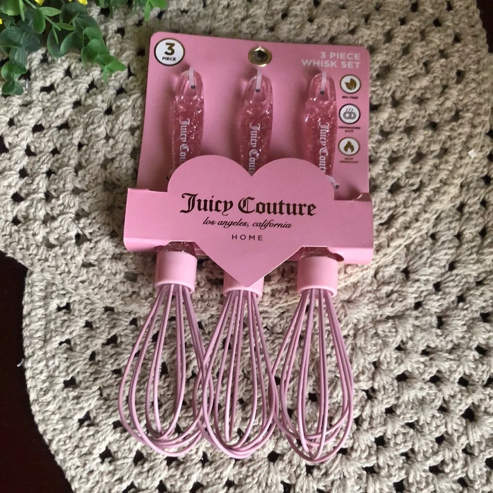 Juicy Couture Home Pink 3-Piece Glitter Infused Whisk Set